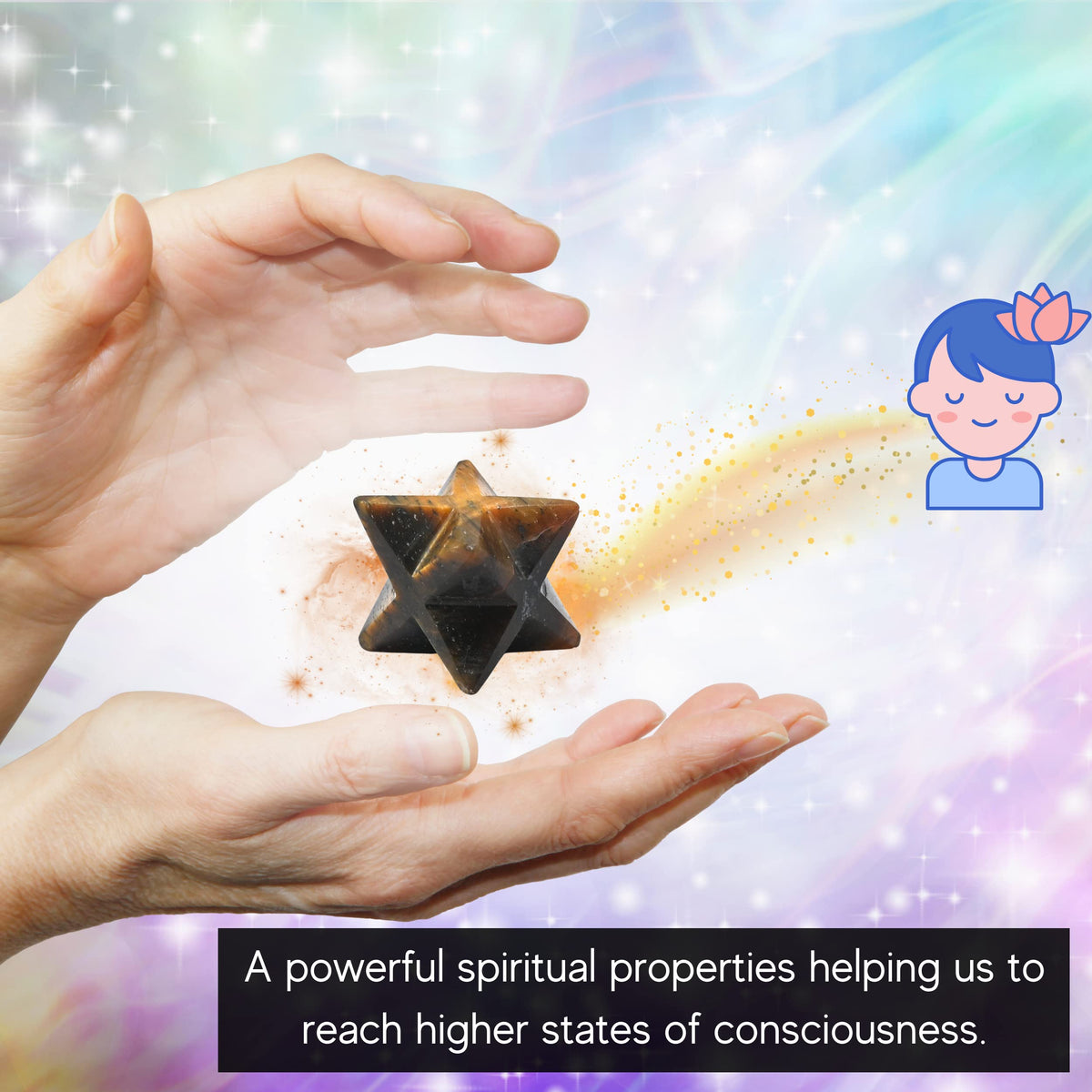 Amazing Gemstone Tiger Eye Merkaba Crystal - 0.75 Inches Metaphysical Merkaba Star for Meditation - Energetic Tetrahedron Crystal and Healing Stones and Healing (15-20mm)
