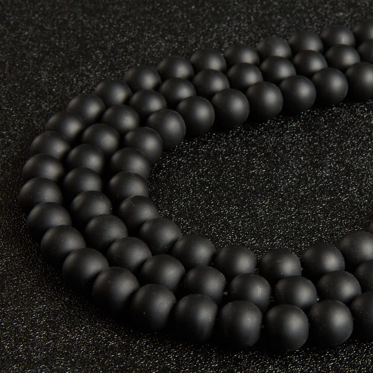 60pcs 6mm Matte Black Beads Natural Gemstone Beads Round Loose Beads for Jewelry Making
