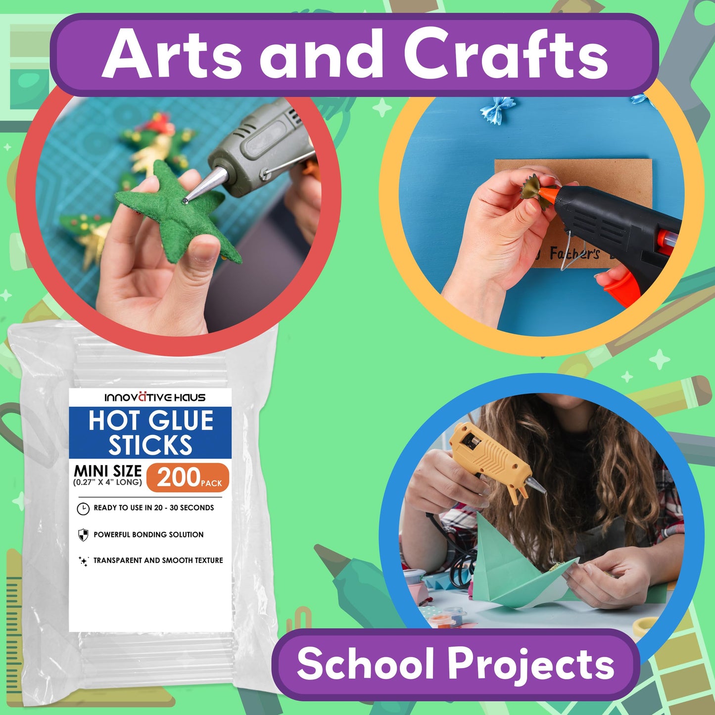 Hot Glue Sticks Combo Pack: Mini and Full Size for All Crafting Needs