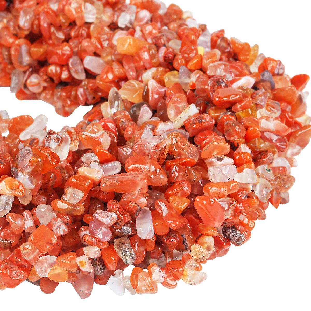 favoramulet 5-8mm Carnelian Tumbled Stone Chip Beads for Jewelry Making, Irregular Shaped Healing Crystal Loose Bead Supply, Pack of 2 Strands(64 inches)