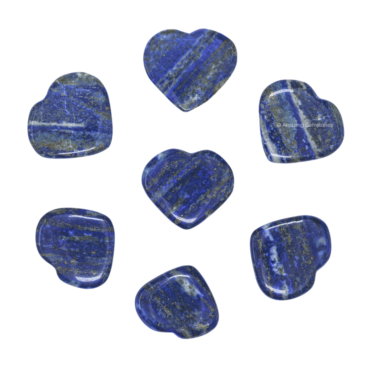 Amazing Gemstone Lapis Lazuli Stone Heart - Pack of 2 Crystal Heart Stones Rocks - Corazones De Piedra Crystals and Healing Stones Heart Shaped Crystal - Stocking Stuffers Gifts