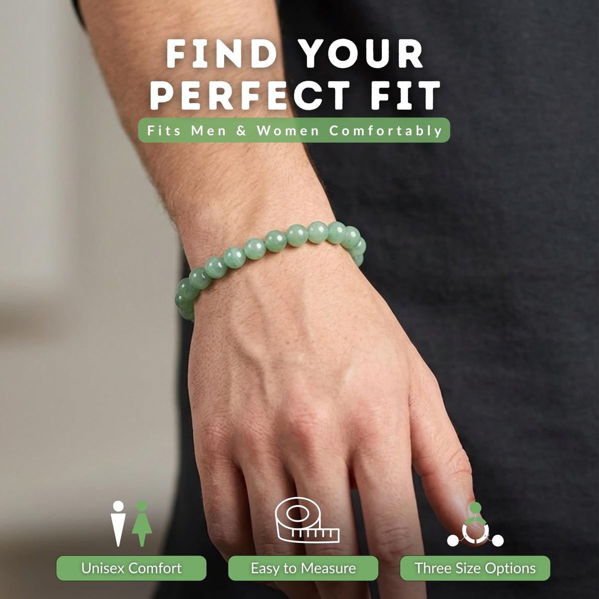 Cherry Tree Collection Green Aventurine Beaded Bracelet – Genuine 8mm Gemstone Stretch Bracelet for Men & Women – Handmade Crystal Bracelet - (Green Aventurine - S)