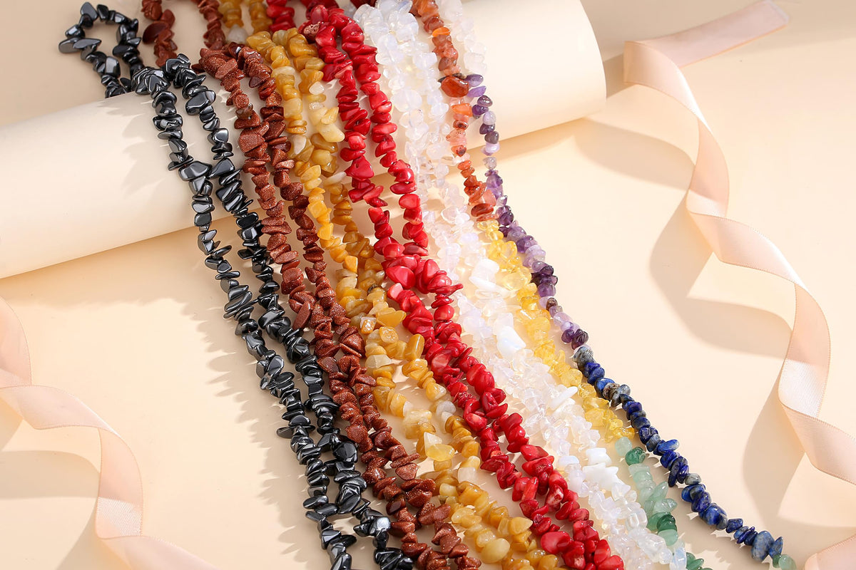 ZHIYUXI 400pcs Red Turquoise Beads 5-8mm Healing Crystals Gemstones for Bracelet Making Irregular Stone Bead for Jewelry Making DIY Craft 2 Strands