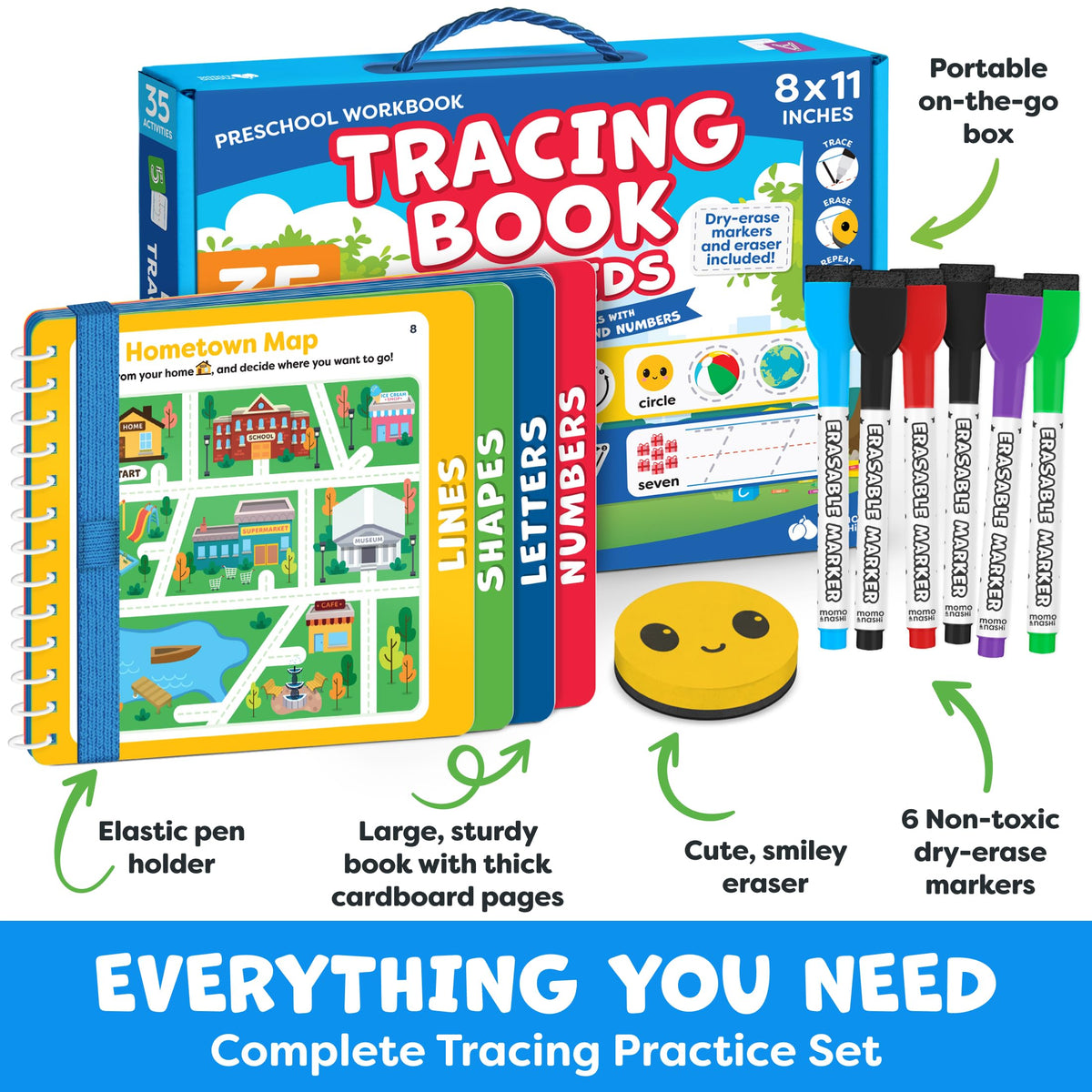 Preschool Learning Activities - Letter Tracing Books for Kids Ages 3-5 - Toddler Handwriting Practice - Learning Books for 4 Year Olds, Educational Learning Toys for 3 Year Old - 4 Year Old Boy Toys