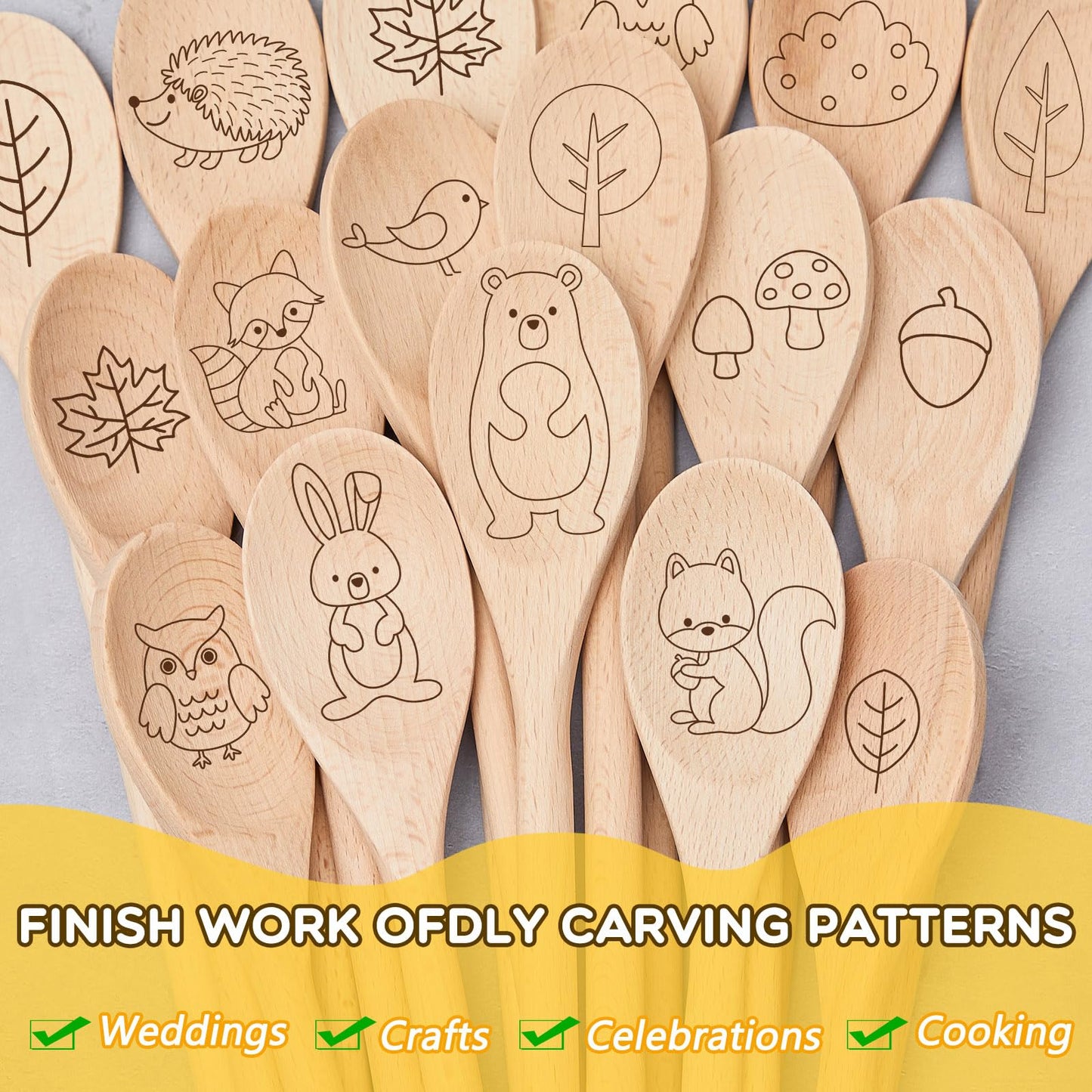 40 Pieces Wooden Spoons for Cooking Bulk 12 Inch Long Handle Cooking Mixing Oval Spoons Tasting Mixing Baking Serving Utensils, Wooden Decorative Spoon Gifts for Bridal DIY Carving Crafts, Drawing