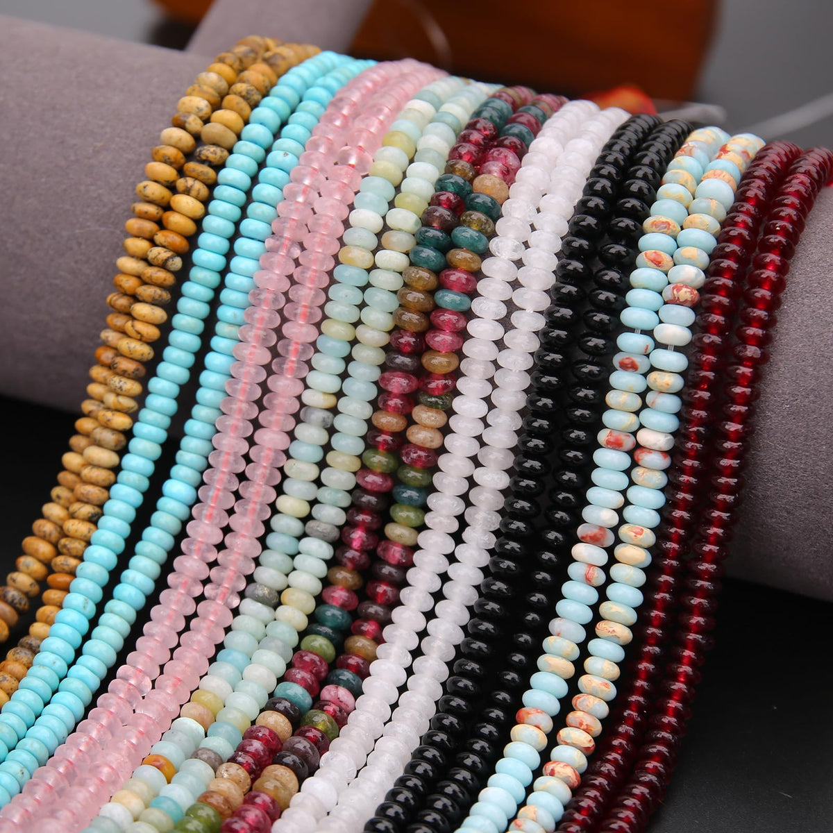 BONNY BOXX 1 Strand (150PCs) Natural 2 * 4mm Picture Jasper Rondelle Beads, Natural Abacus Disk Stone Beads Loose Spacer Gemstone for DIY Bracelet Necklace Jewelry Making