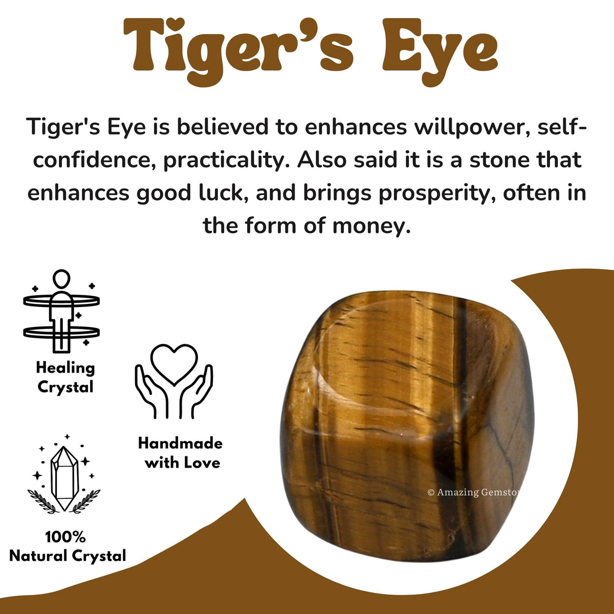 Amazing Gemstone Tiger Eye Crystals and Healing Stones Tumbled - 1 Oz Tiger Eye Stone Gem Stones, Natural Healing Stones for Energy Balance, Stress Relief - Polished Gems Rocks