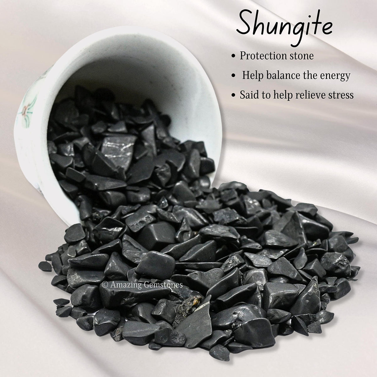 Amazing Gemstone Shungite Crystal Chips Aquarium Gravel Rocks - Shungite Chips Bulk Fish Tank Gravel, Small Tumbled Stone Chips and Tiny Crystals for Decoration (Natural AAA Grade) (1000+ Carat Chips)