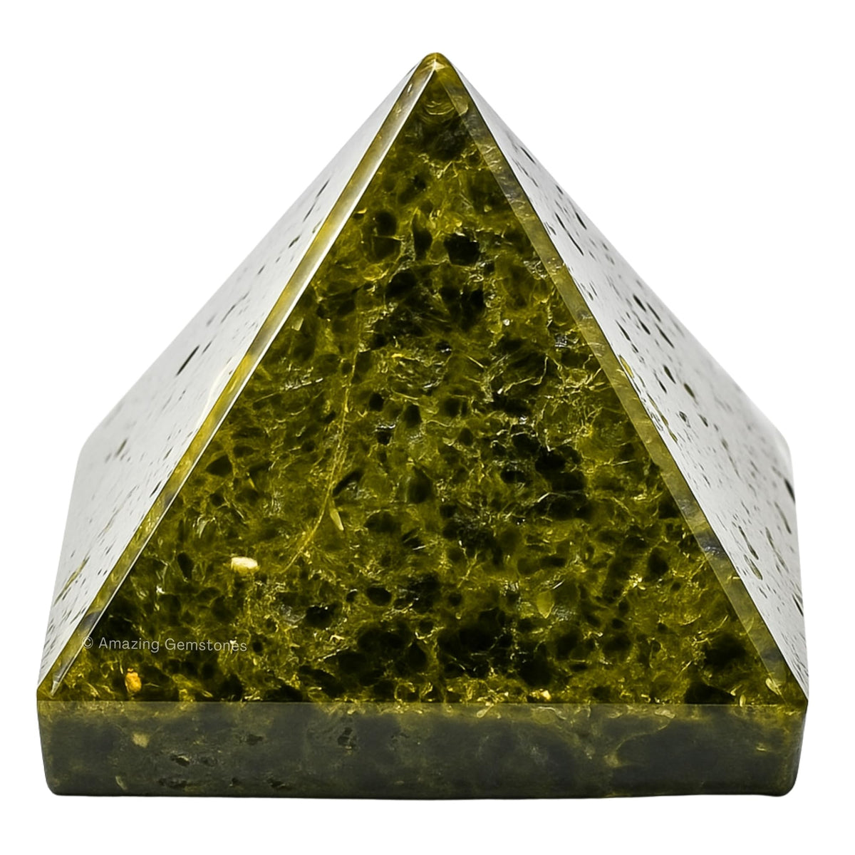 Amazing Gemstone Green Tourmaline in Matrix Pyramid Crystal Healing Stones - 1.5" Great Pyramid Figurine of Natural Stone Pyramid for Meditation, Reiki, Chakra Balancing and Crystal Pyramids Grid