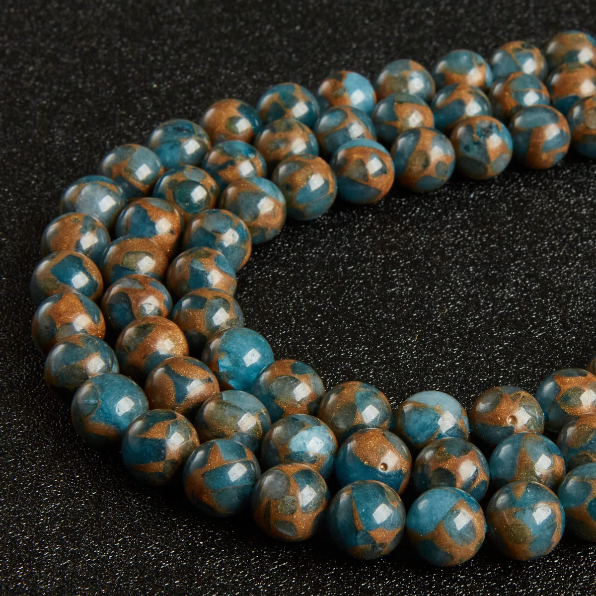 60pcs 6mm Lake Blue Cloisonne Beads Natural Gemstone Beads Round Loose Beads for Jewelry Making