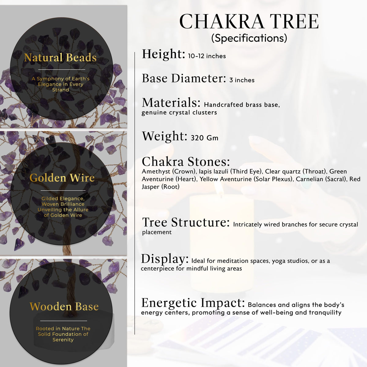 Amethyst Tree of Life - Crystal Chakra Tree for Positive Energy, Thoughtful Gift for Women