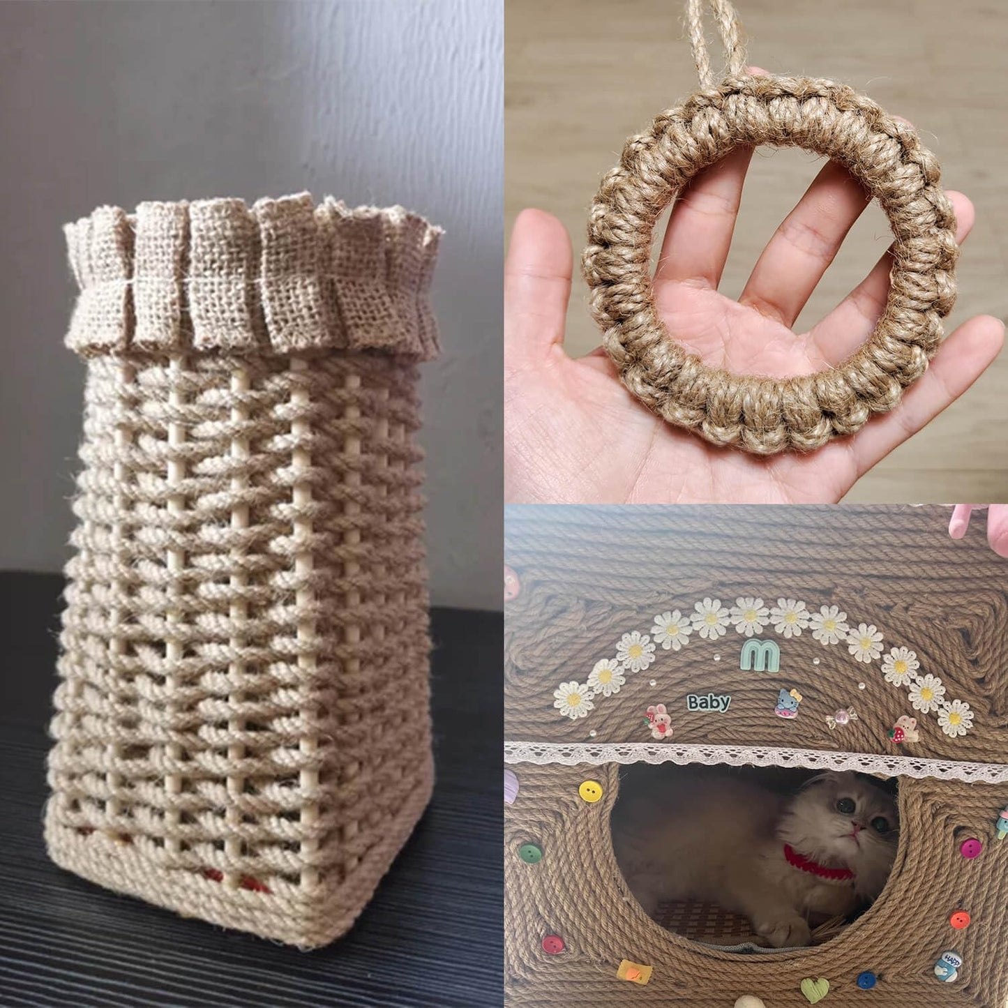 ILIKEEC Strong Jute Twine 4mm Thick 328Feet Arts Crafts Jute Rope Durable Packing String for Gardening Applications (4MM 328FT)