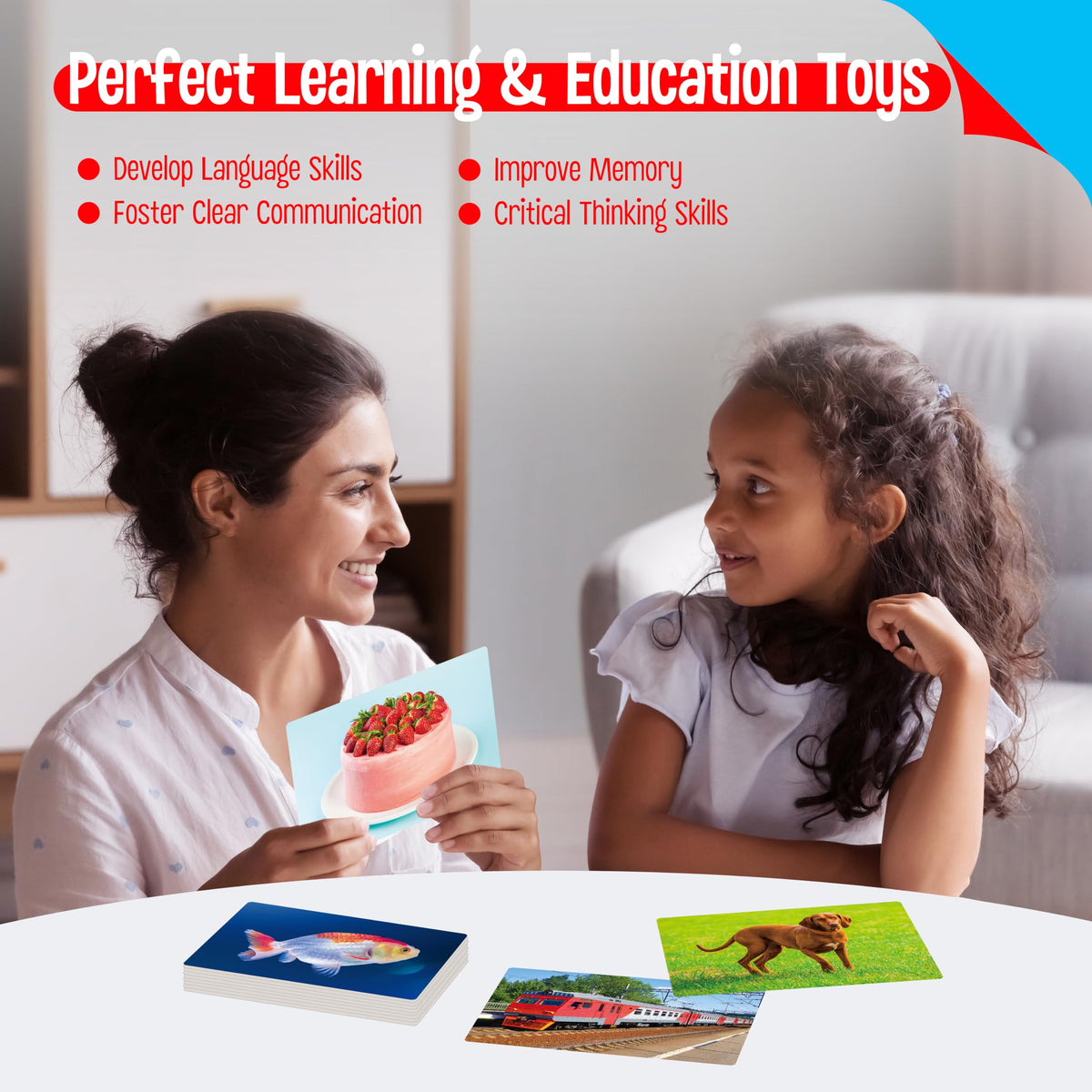 50 Noun Flashcards, Picture & Word Photo Cards Language Builder Visual Aid Language Learning Tool for Autism, ESL Teaching Materials for Adults, Non-Verbal Children Vocabulary Builder for Kids