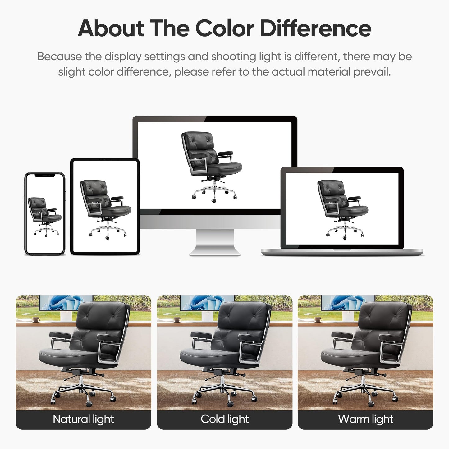 Genuine Leather Office Chair, Mid Back Executive Desk Chairs with Aluminum Arms and Wheels, Swivel Office Leather Chair with Thickened Backrest and Ergonomic Lumbar Support, Black