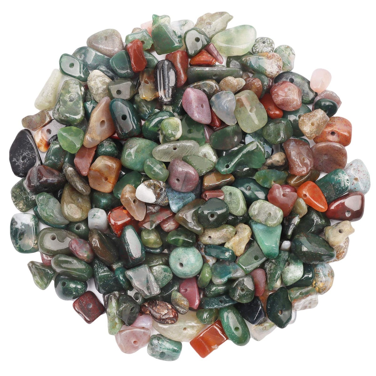 500 pcs Natural Chip Stone Beads, India Agate 5-8 mm Irregular Gemstones Healing Crystal Loose Rocks Bead Hole Drilled for Jewelry Making Bracelet