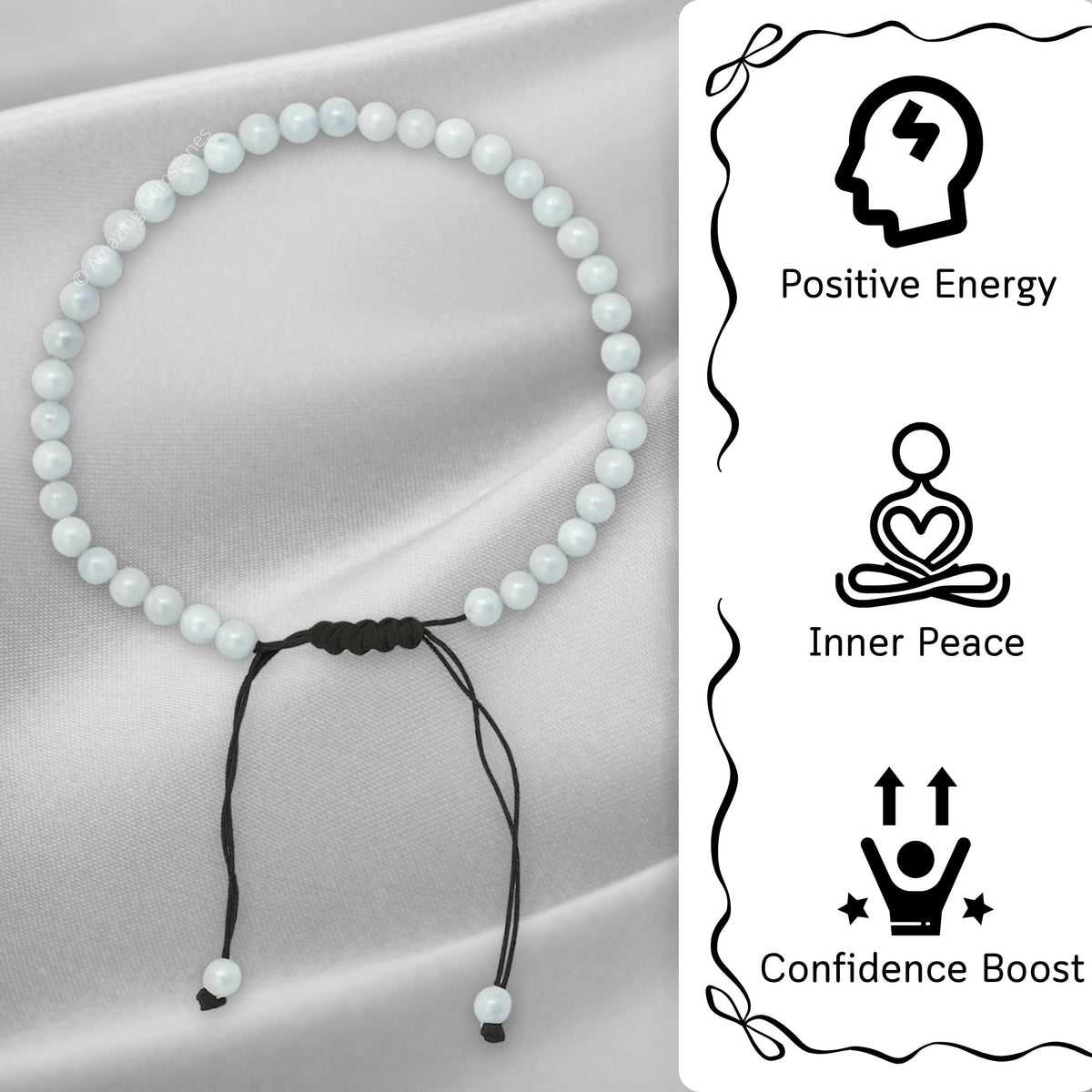Amazing Gemstone Rainbow Moonstone Anklet Ankle Bracelets for Women - Waterproof Beaded Healing Crystal Anklets, Plus Size Chakra Gemstone Bead Anklet (Stretchy Adjustable - Plain)