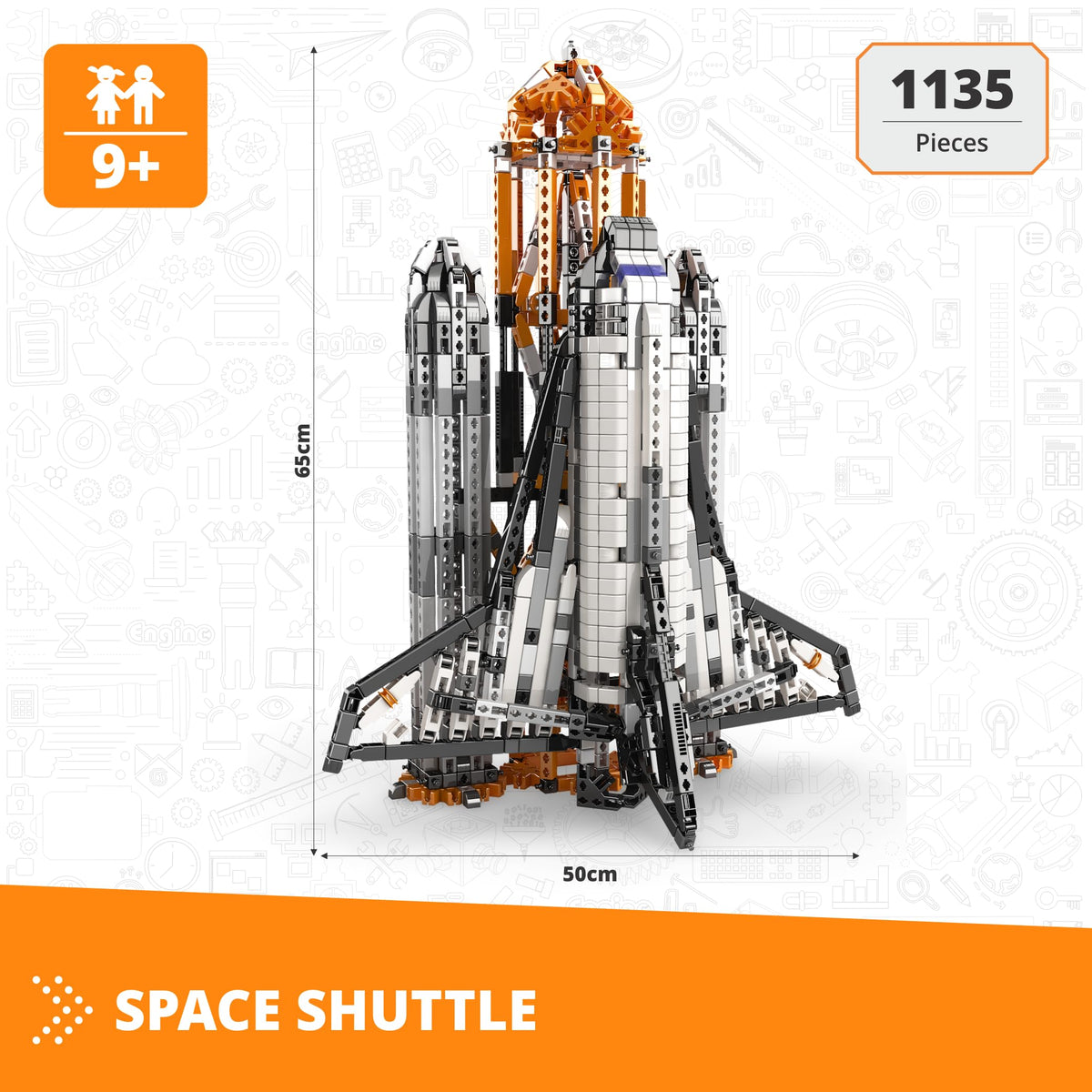 Engino: Mega Builds - Challenger Space Shuttle - 1135pc Model Building Set, Snap-Assembly, Detailed Replica, STEM Advanced Construction, Kid-Adult 9+