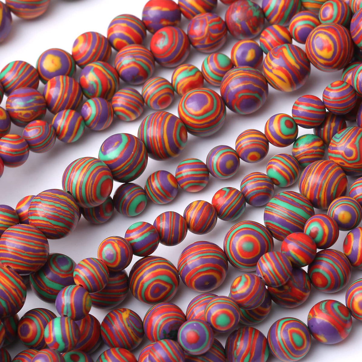 60PCS 6MM Malachite Beads - Round Loose Natural Gem Beads for Jewelry Making - 15