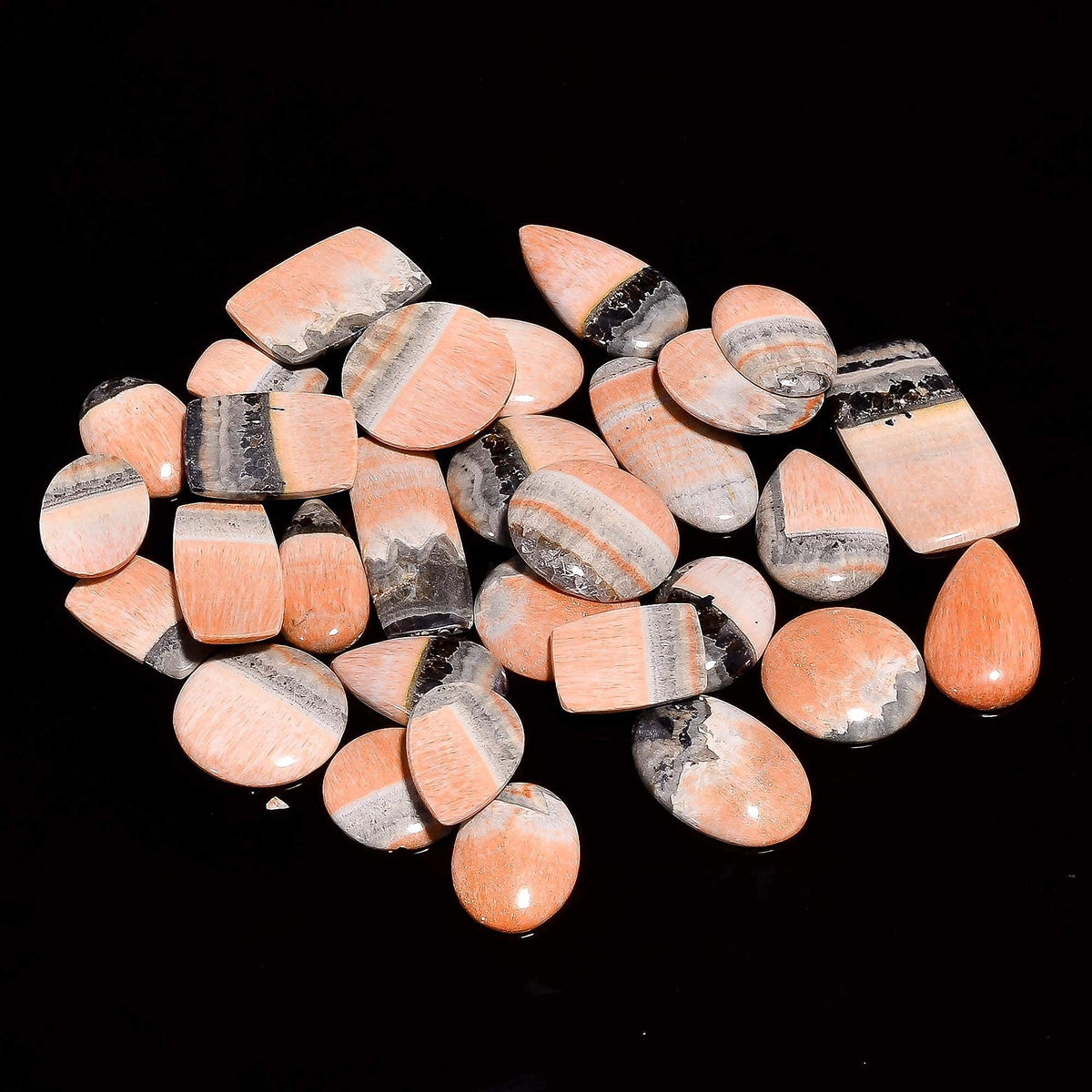 GEMKORA™ 3pcs Natural Celestobarite Gemstone Wholesale Cabochons Lot, Jewelry Making Loose Gemstone, Polished Home Decor Specimen, DIY, Wire Wrapping, Reiki, Healing Crystals, Bulk Gemstone Deal