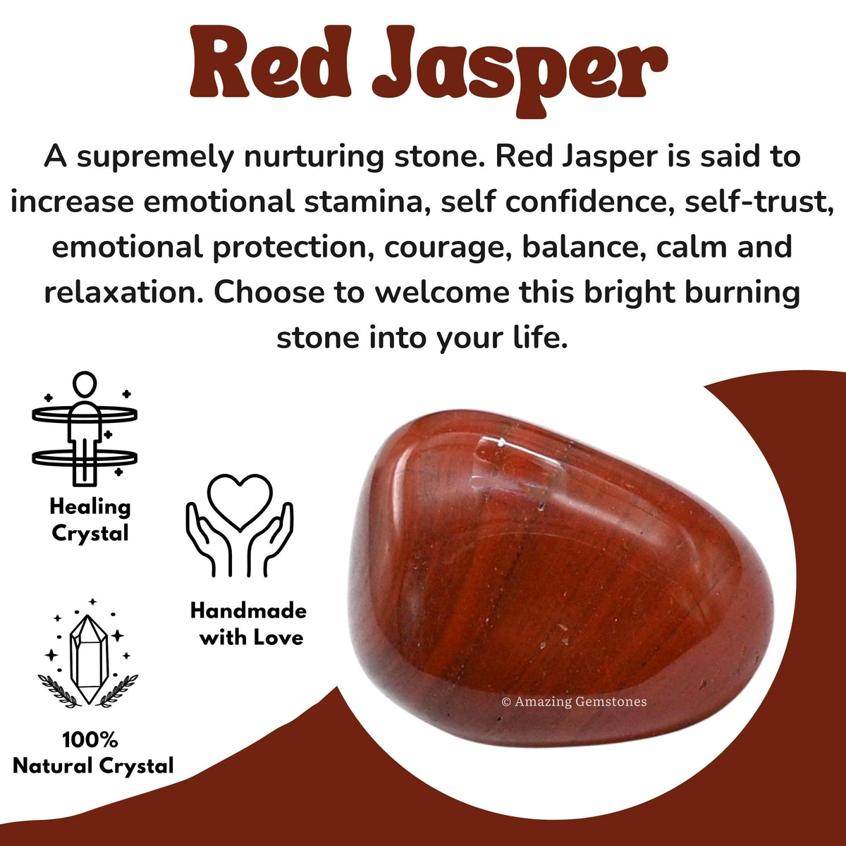 Amazing Gemstone Red Jasper Crystals and Healing Stones Tumbled - 1 oz Red Jasper Stone Gem Stones, Natural Healing Stones for Energy Balance, Stress Relief - Premium Polished Gems Rocks
