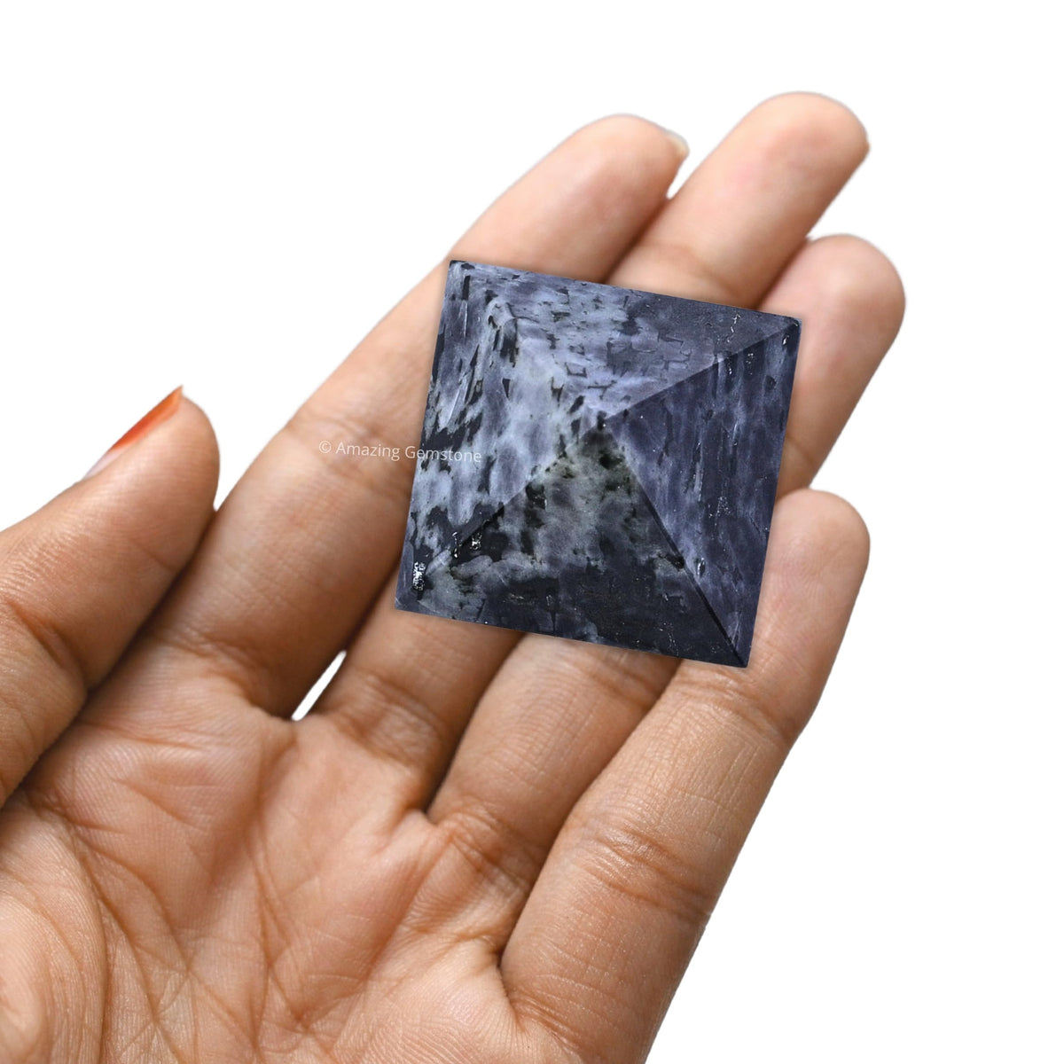 Amazing Gemstone Indigo Gabbro Pyramid Crystal Healing Stones - 1" Great Pyramid Figurine of Natural Stone Pyramid for Meditation, Reiki, Chakra Balancing and Crystal Pyramids Grid