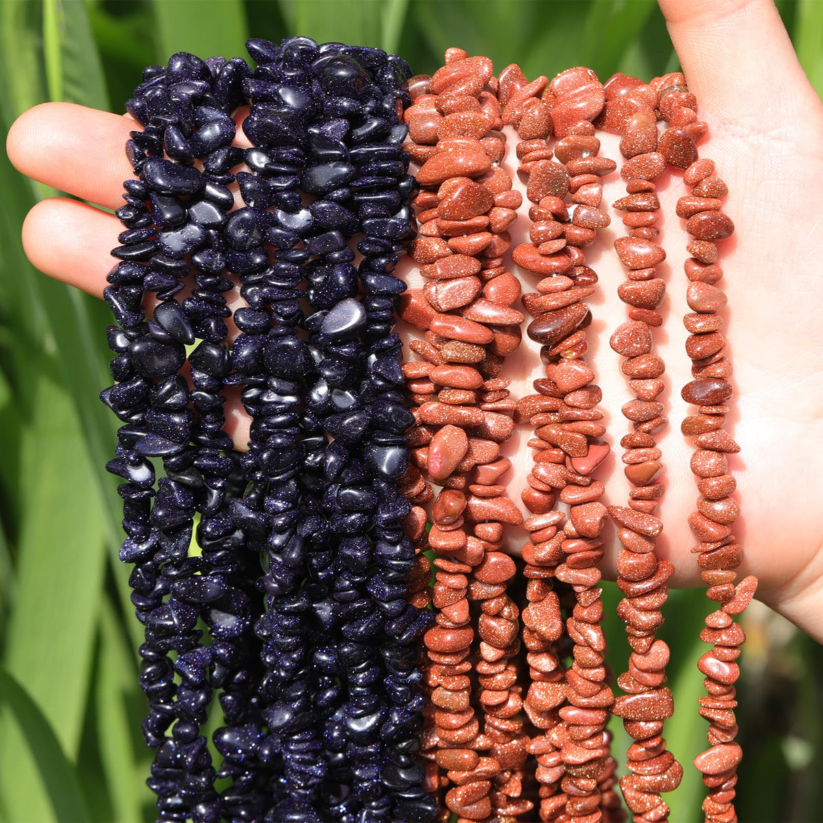 400Pcs Natural Chip Stone Beads for Jewelry Making Gold Sandstone & Blue Sandstone Pre-Drilled Irregular Healing Crystal Loose Beads for DIY Necklace Bracelet Earrings Ring Craft Supplies