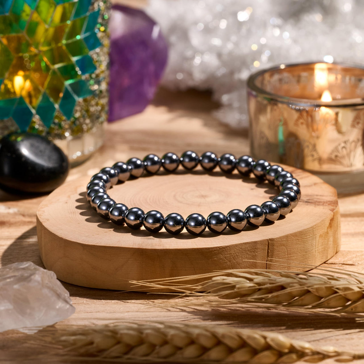 Bivei Terahertz - Energy Boost - 6mm Beaded Bracelets for Women Handmade Semi Precious Natural Stone Stretch Elastic Jewelry for Women Yoga Protection Gifts Small