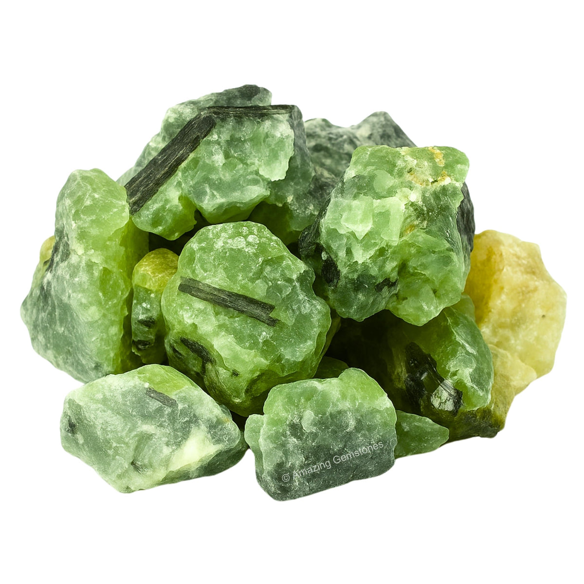 Amazing Gemstone 2 Pieces Prehnite Raw Crystals and Healing Stones, Natural Rocks for Tumbling and DIY Raw Stones and Crystals