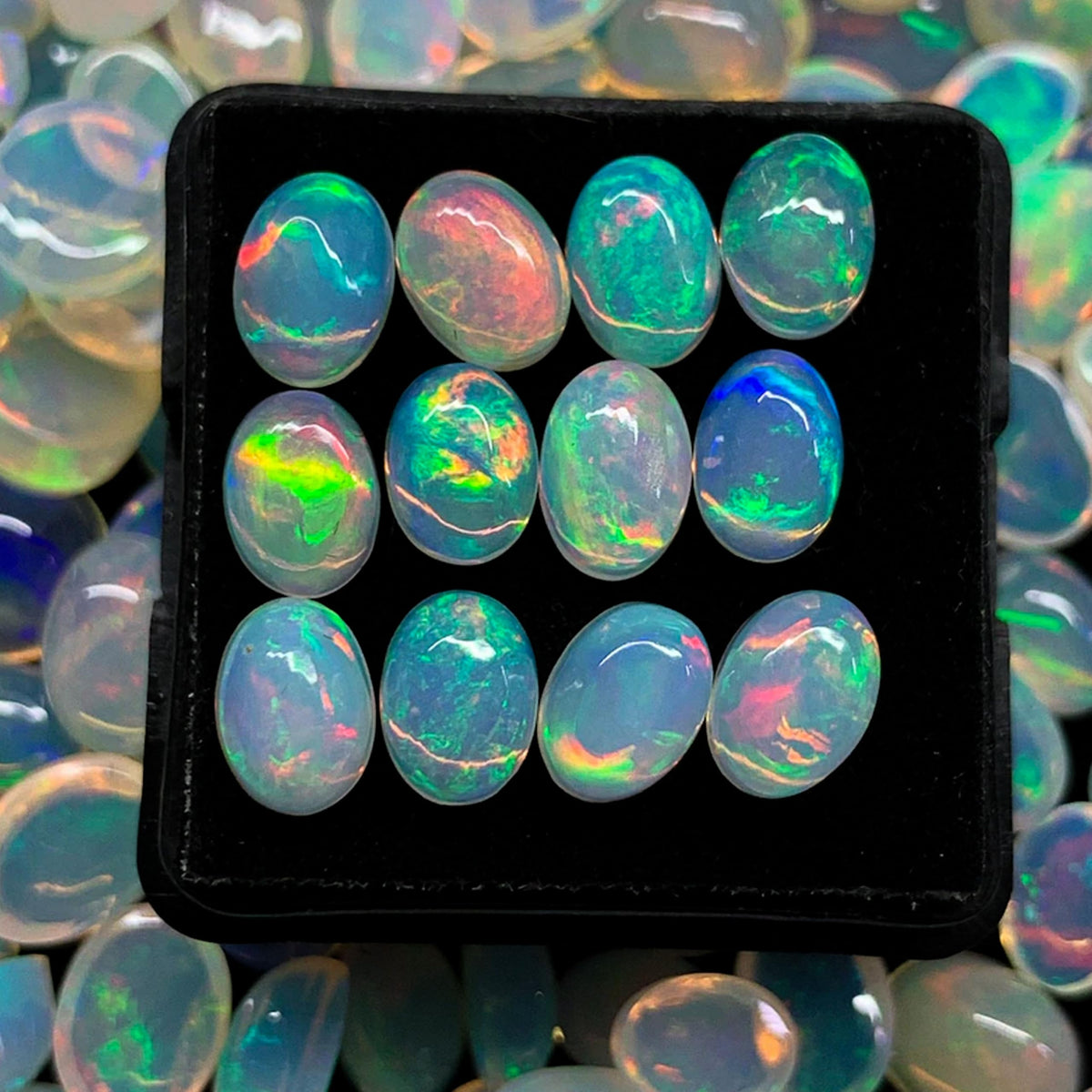 Natural 5Pcs AAA Calibrated Ethiopian Opal Gemstones Cabochons Lot 5x7 MM Multi Fire Welo Opal Stones for Jewelry Making Supplies Healing Crystals Gems Loose Gemstones