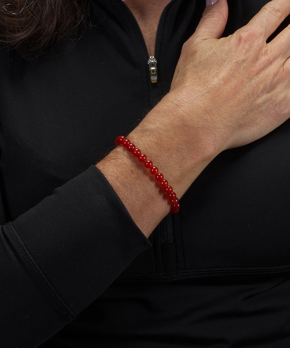Cherry Tree Collection - Small, Medium, Large Sizes - Gemstone Beaded Bracelets For Women and Men - 6mm Round Beads (Deep Orange - Red Agate - Medium)