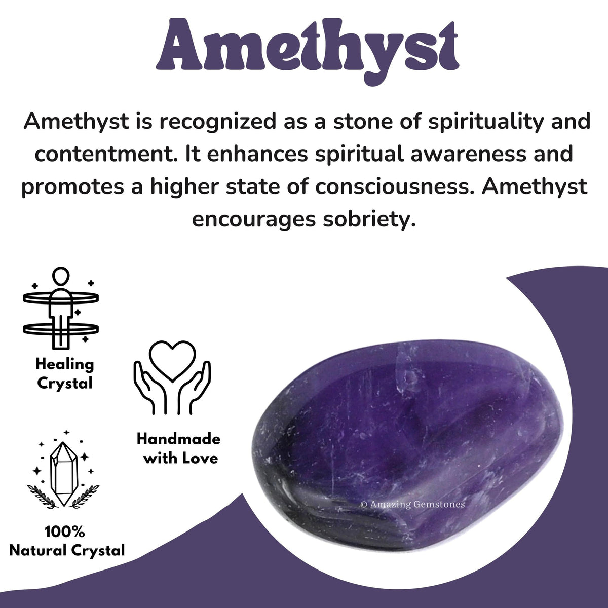 Amazing Gemstone Amethyst Crystals and Healing Stones Tumbled - 1 oz, Natural Healing Stones for Energy Balance, Stress Relief - Premium Polished Gems Rocks for Meditation and Wellness
