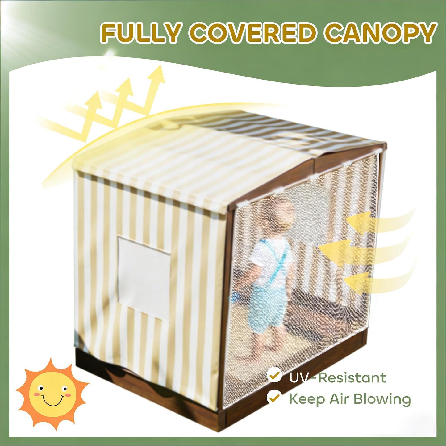 GOWE Sandbox with Canopy Covered,Kids Wooden Sandbox