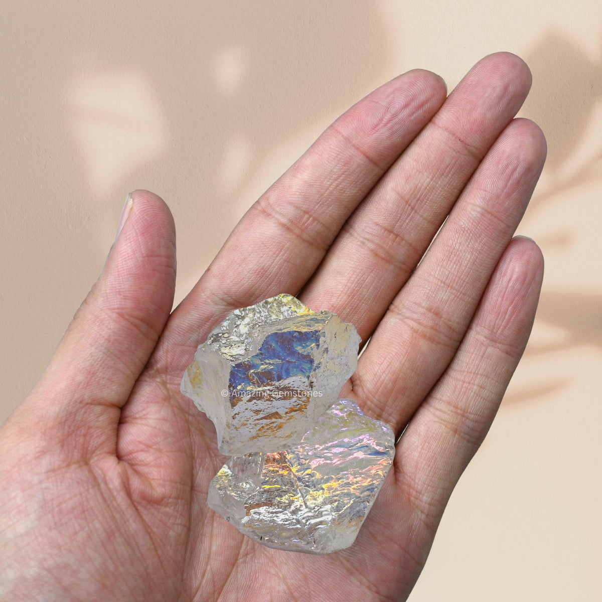 Amazing Gemstone Angel Aura Quartz Raw Crystals and Healing Stones, Natural Rocks for Meditation - DIY Raw Stones and Crystals, 2 Pieces
