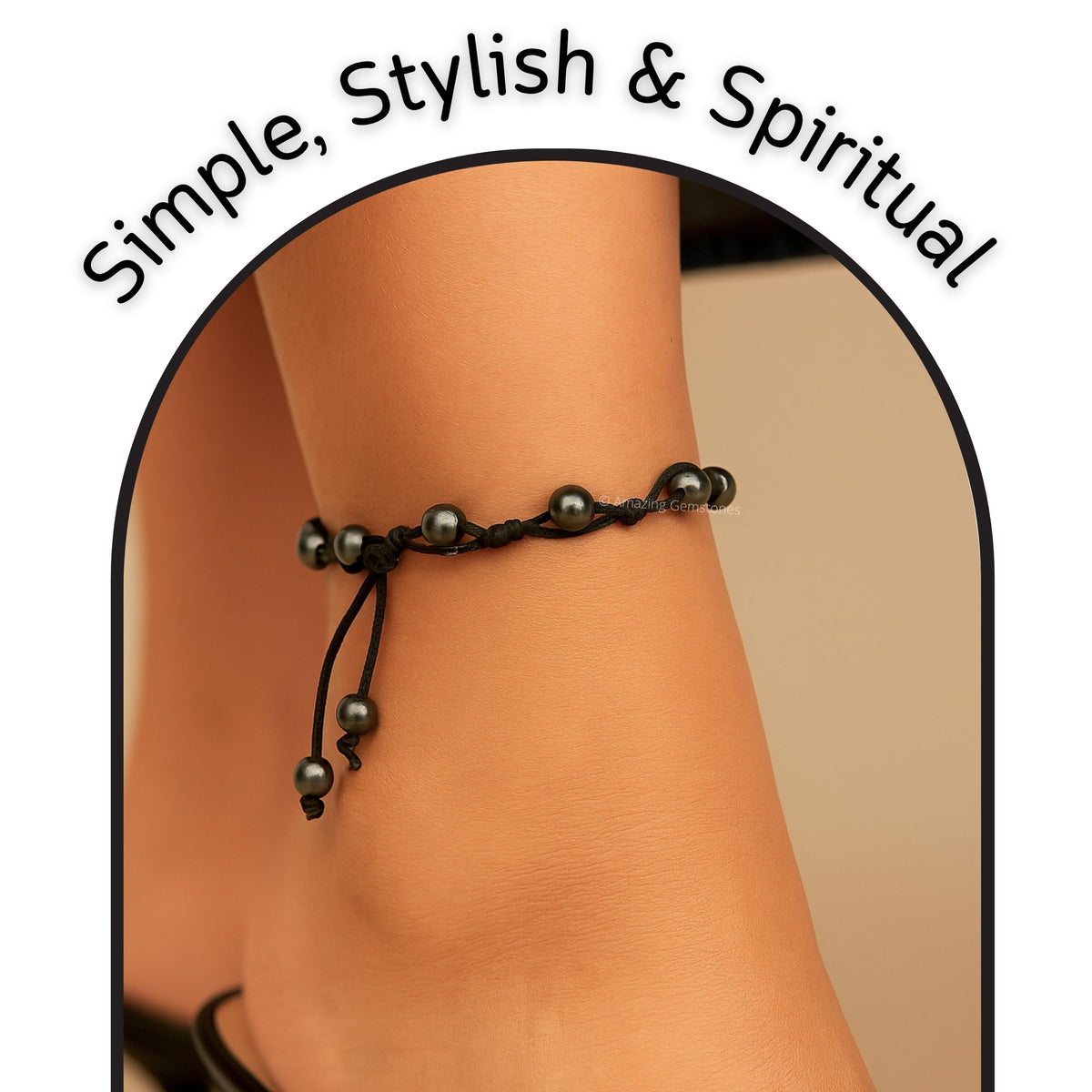 Amazing Gemstone Hematite Anklet Ankle Bracelets for Women - Waterproof Beaded Healing Crystal Anklets, Plus Size Chakra Gemstone Bead Anklet (Stretchy Adjustable - Hand Knotted)
