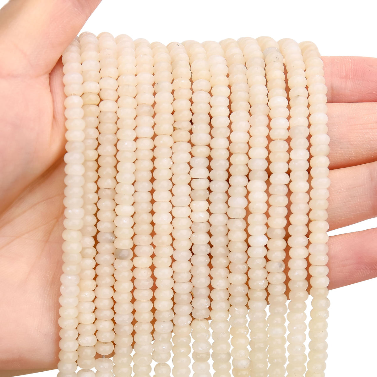 BONNY BOXX 1 Strand (150PCs) Natural 2 * 4mm White Opal Rondelle Beads, Natural Abacus Disk Stone Beads Loose Spacer Gemstone for DIY Bracelet Necklace Jewelry Making