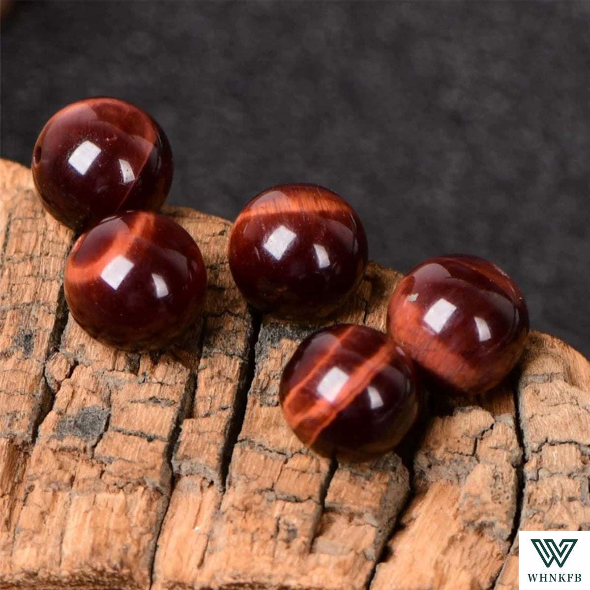 WHNKFB 10mm 50PCS Natural Red Tiger's Eye Round Beads, Smooth Polished Loose Gemstone Beads for Jewelry Making Craft - 4mm 6mm 8mm 10mm Options with Free Elastic Cord