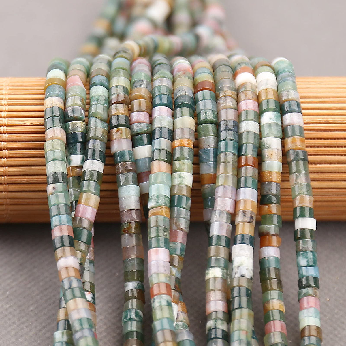 150PCs Natural India Agate Spacer Beads, Loose Semi Precious Flat Round Gemstone Heishi Disc Stone Beads for Beading Jewelry Making 4mm*2mm 38cm