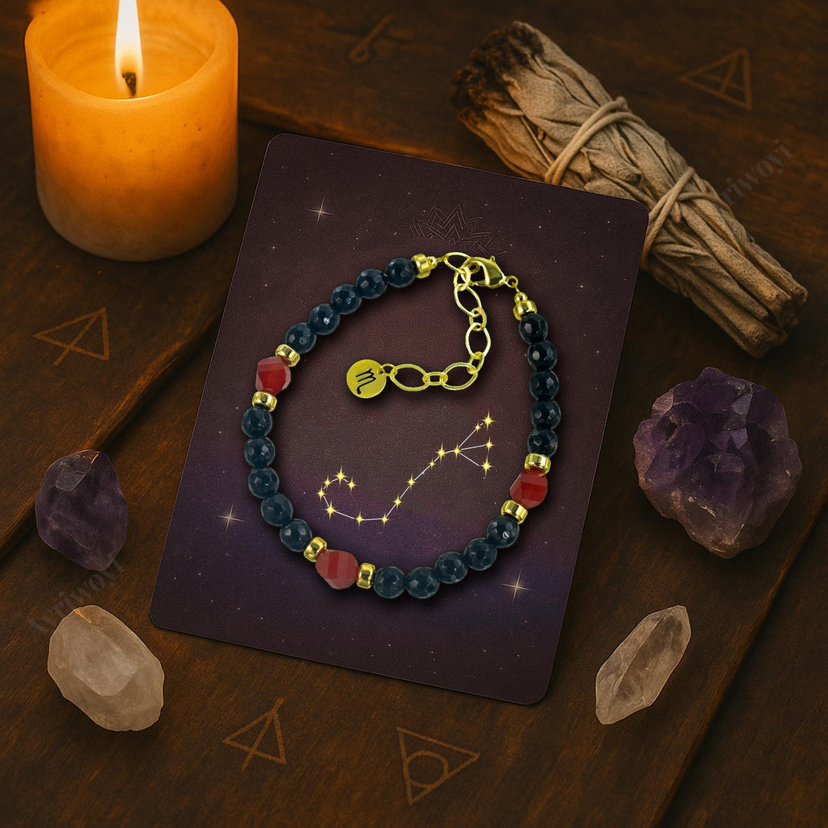 Scorpio Zodiac Bracelet Black Obsidian Carnelian Crystal Healing Small Beaded Bracelets Dainty Bracelets Adjustable Astrology Bracelet Gift for Women