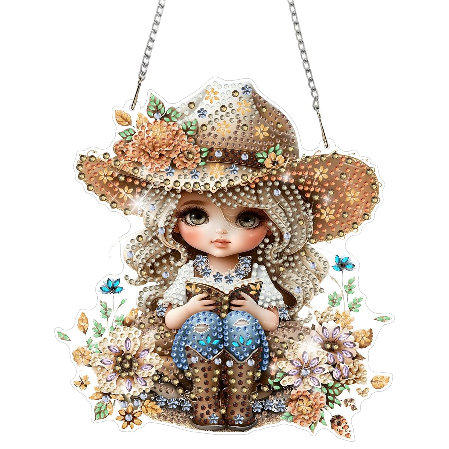 DOMROM Cowgirl Diamond Art Hanging Kits for Adults Beginners, Special Shaped Crystal Diamond Painting Cowgirl Pendant, DIY Diamond Art Suncatchers for Home Garden Wall Decor Gift
