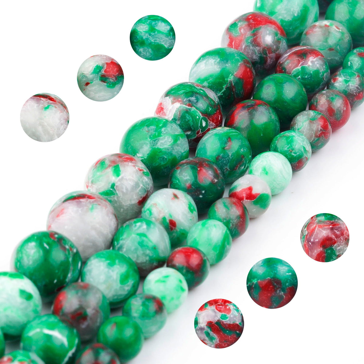 Youngbling Natural Gemstone Beads for Jewelry Making,10mm Green Imperial Jasper Polished Round Smooth Stone Beads for Bracelet Necklace 15 Inch(Green Imperial Jasper,10mm)