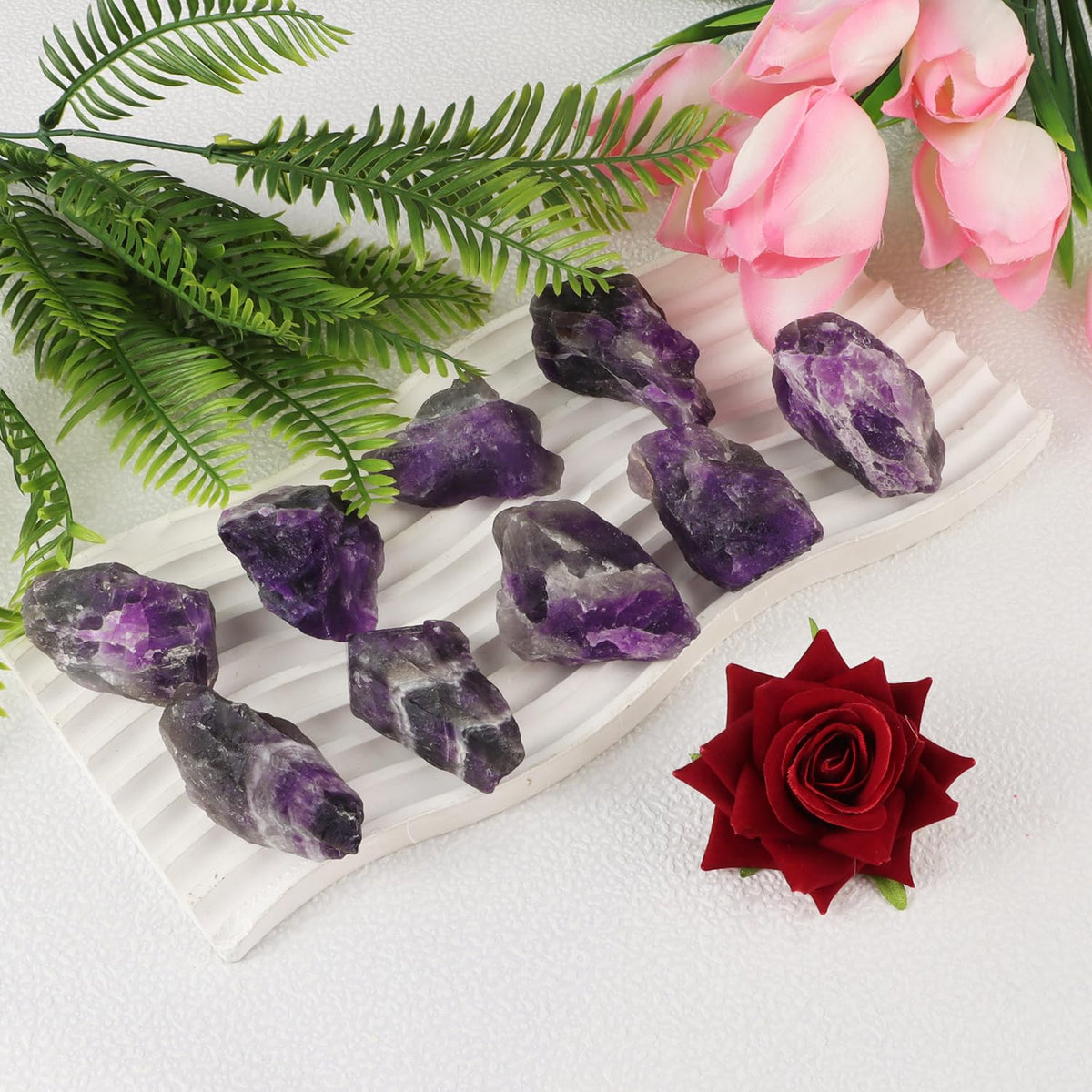 Amethyst 1lb Natural Rough Stones Crystal Large Raw Amethyst Crystals Bulk Healing Gemstones for for Cabbing, Tumbling, Cutting, Lapidary, Polishing, Reiki Crytsal Healing