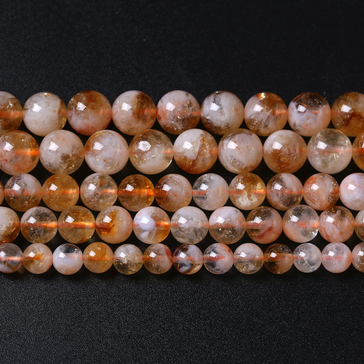 36PCS 10MM Natural Citrine Cloudy Lace Crystal Quartz Beads Healing Energy Gemstone Beads for Jewelry Making DIY Bracelet Necklace 15" (Cloud Citrine, 10mm)