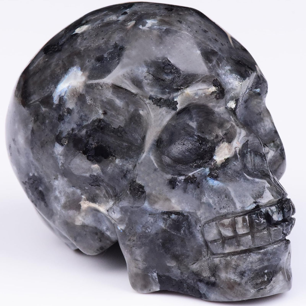 QLRSUXN 2 Inch Shimmer Stone Crystal Skulls Decor,Human Skull Sculpture Statues Healing Crystal Decor,Halloween Skull Figurines,Home Office Decoration Christmas Meditation Gifts for Men Women