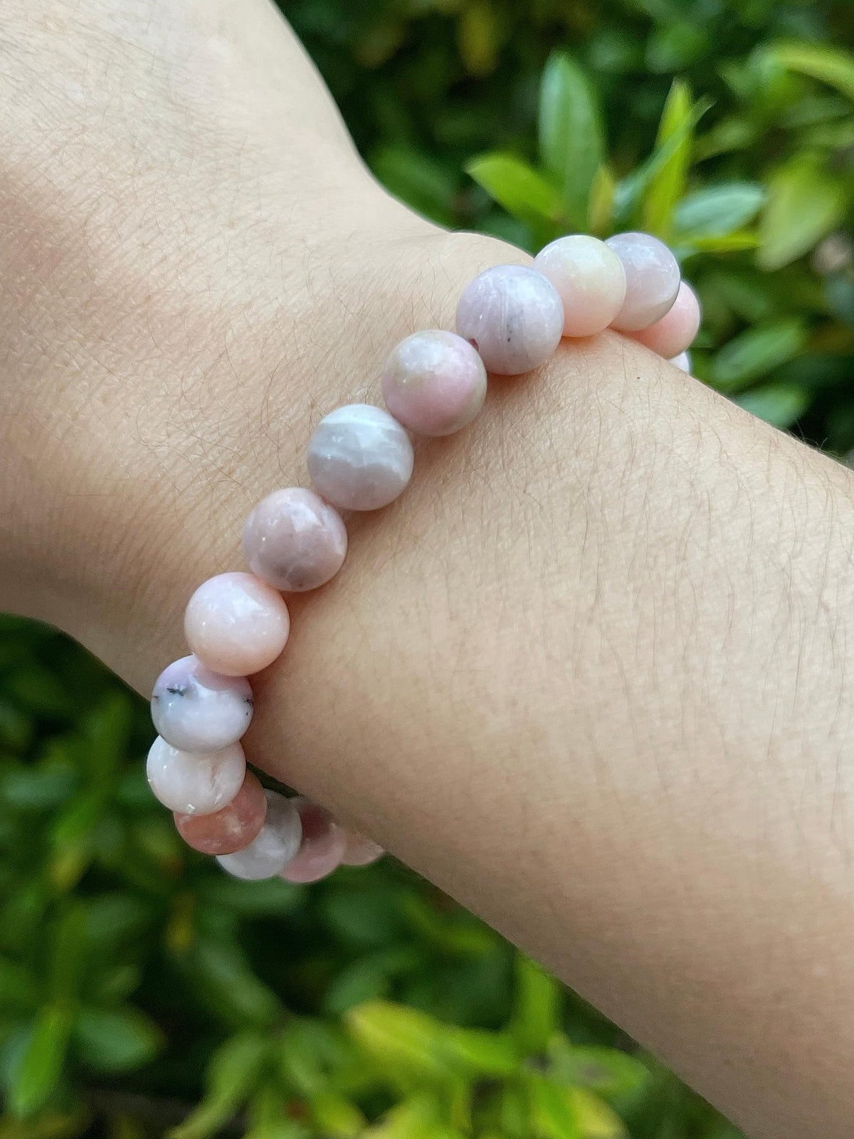GAF TREASURES Pink Opal Crystal Bead Bracelet 8mm, Genuine Pink Opal Stretch Gemstone Bracelet, Healing Crystal Bracelet, Gift for Men & Women (1)