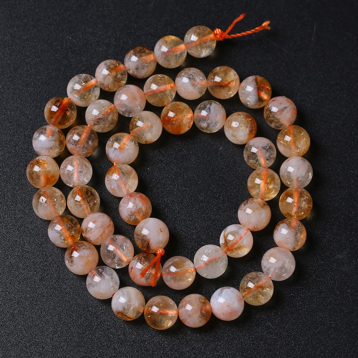 8MM 46PCS Natural Stone Citrine A Grade Quartz Crystal Loose Beads for Jewelry Making DIY Bracelet Necklace 1 Strand 15’’