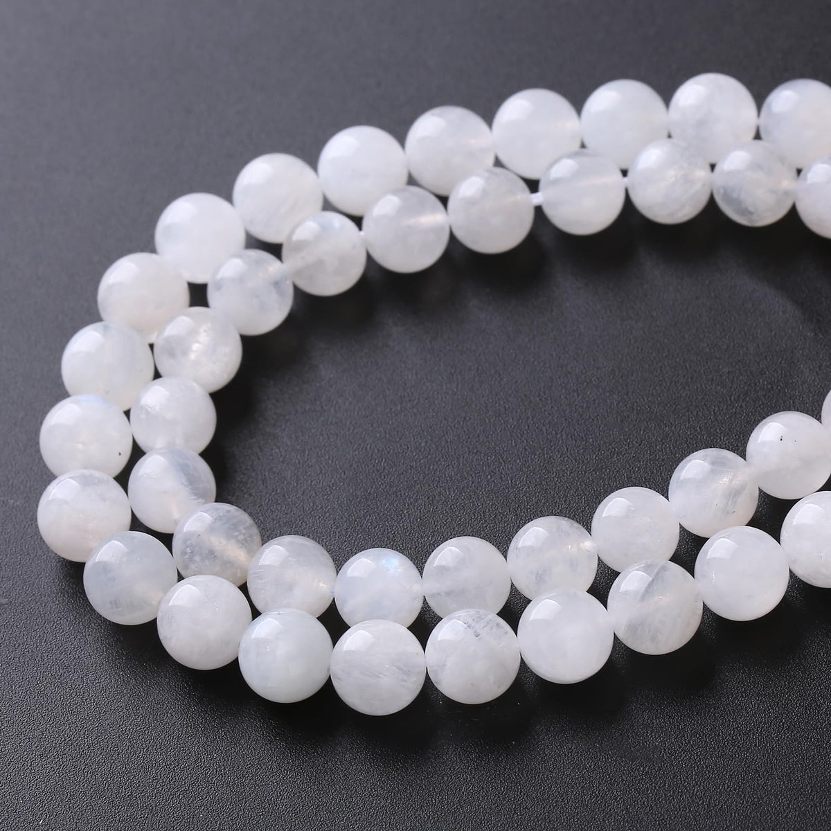 90PCS 8MM Natural Stone White Moonstone Gemstone Semi Precious Beads for Jewelry Making DIY Bracelet