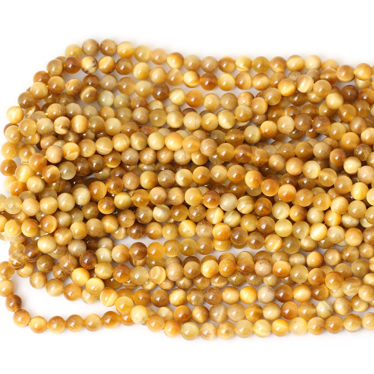 CHEAVIAN 60PCS 6mm Natural Golden Tiger Eye Stone Round Loose Beads for Jewelry Making DIY Bracelet Necklace Materials 1 Strand 15"