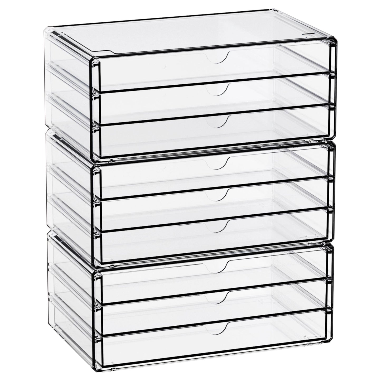 Yieach 11.1 Inch Long Clear Drawer Organizers Stackable,3 Pack Small Acrylic Drawers,School,Office Supplies Organizer And Storage Bins for Stationery,Marker,Pen,Pencil,Craft Desktop Storage Drawers