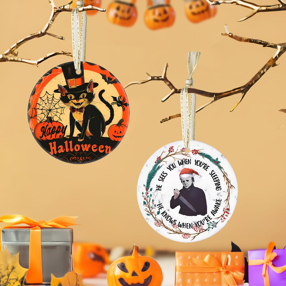 Christmas 2025 Ornaments, Christmas Ornament Gift, Holiday Keepsake, Stocking Stuffers, Gift Ideas - Scary Halloween