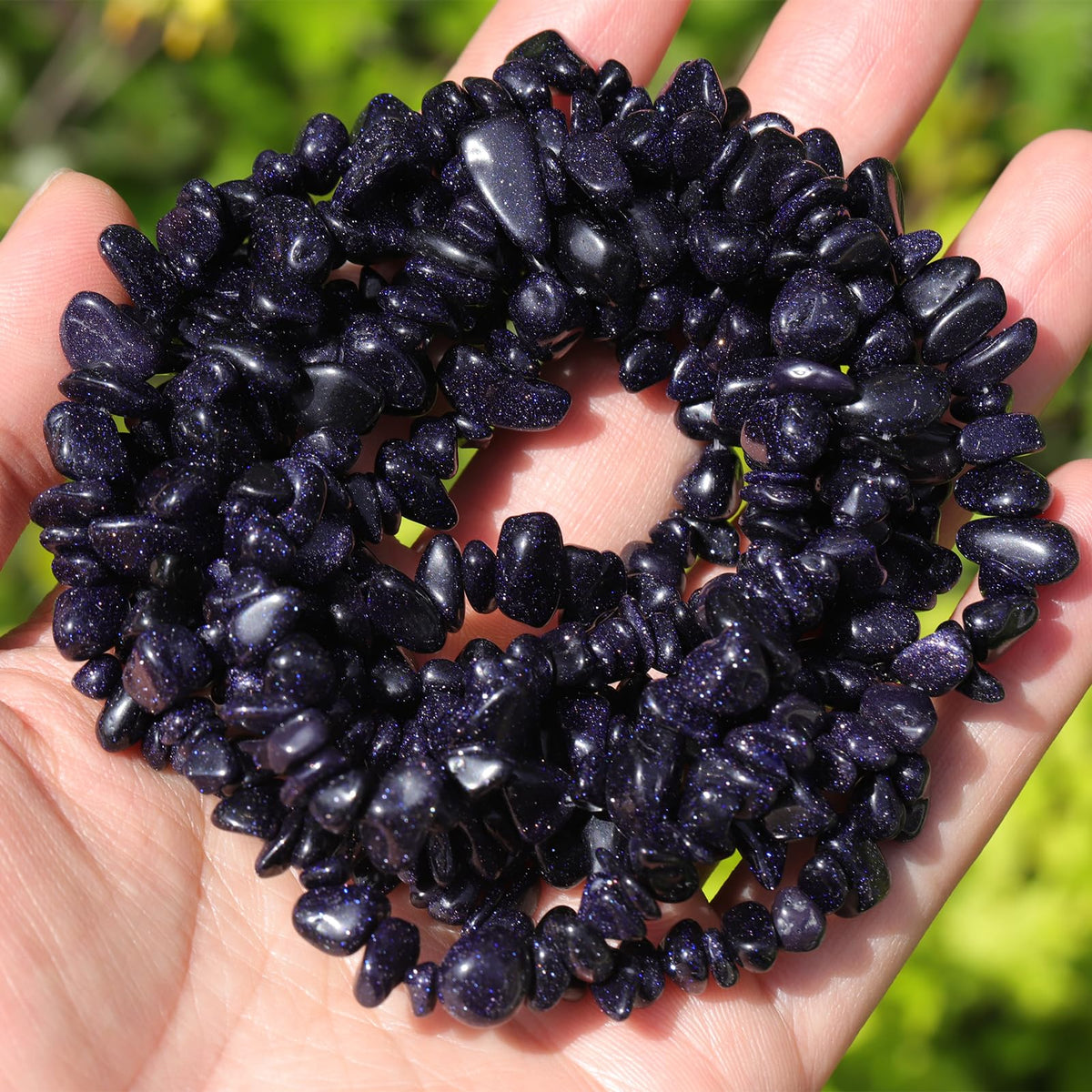 400Pcs Natural Chip Stone Beads for Jewelry Making Gold Sandstone & Blue Sandstone Pre-Drilled Irregular Healing Crystal Loose Beads for DIY Necklace Bracelet Earrings Ring Craft Supplies